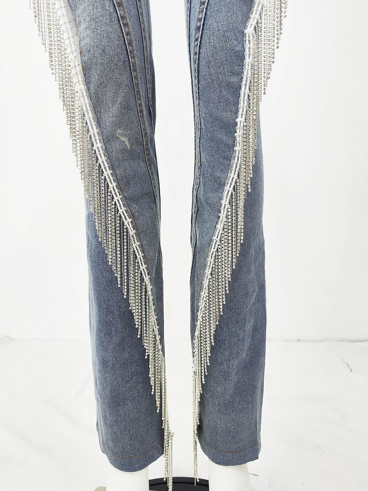 Fit Drill Chain Tassel High-Grade Exquisite Pant - REBECATHELABEL