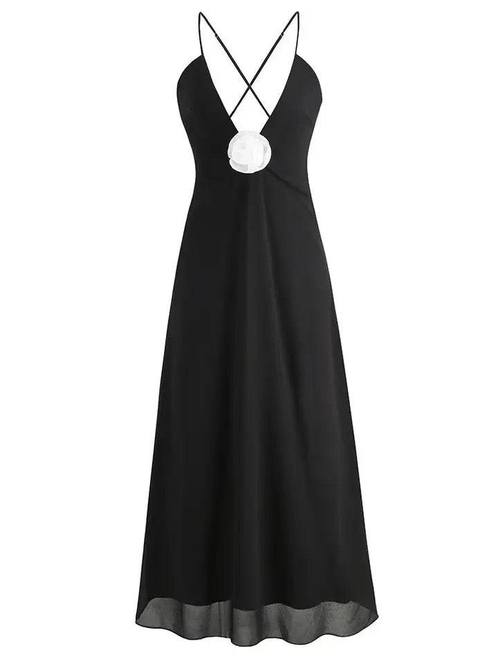 Flower Deep V-Neck Sleeveless dress - REBECATHELABEL