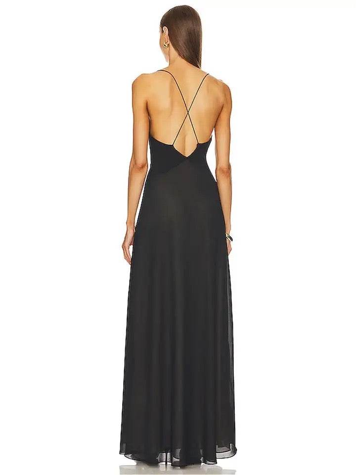 Flower Deep V-Neck Sleeveless dress - REBECATHELABEL