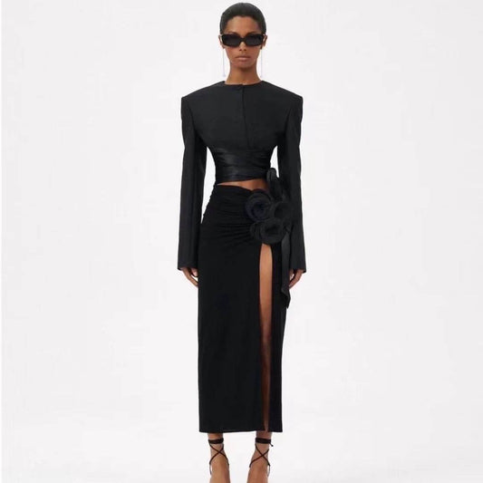 Flower Embellished Skirt set - REBECATHELABEL