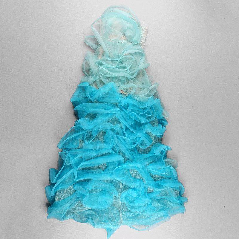 HALLIE EXAGGERATED RUFFLE SPLIT HEM DRESS - REBECATHELABEL