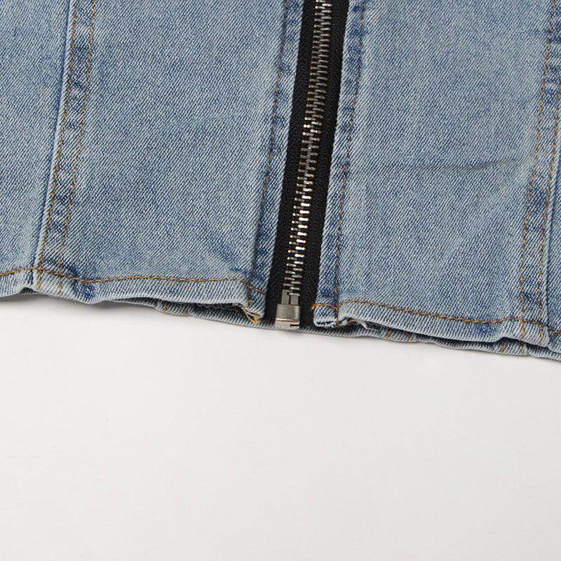 Halter off the Shoulder Short Denim set - REBECATHELABEL