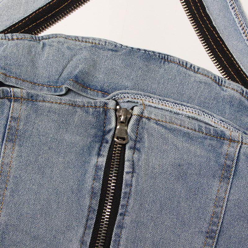 Halter off the Shoulder Short Denim set - REBECATHELABEL