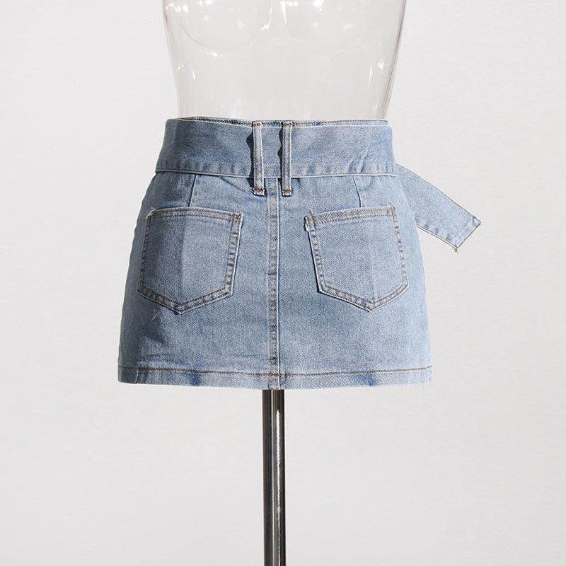 Halter off the Shoulder Short Denim set - REBECATHELABEL