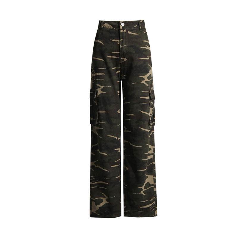 High Street Retro Denim Camouflage Pants - REBECATHELABEL