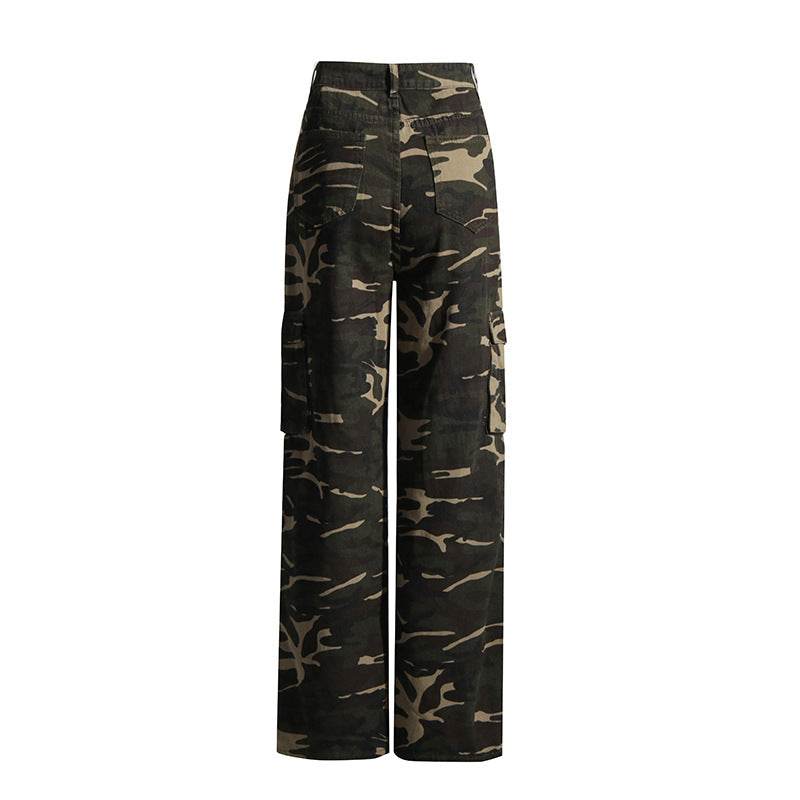 High Street Retro Denim Camouflage Pants - REBECATHELABEL