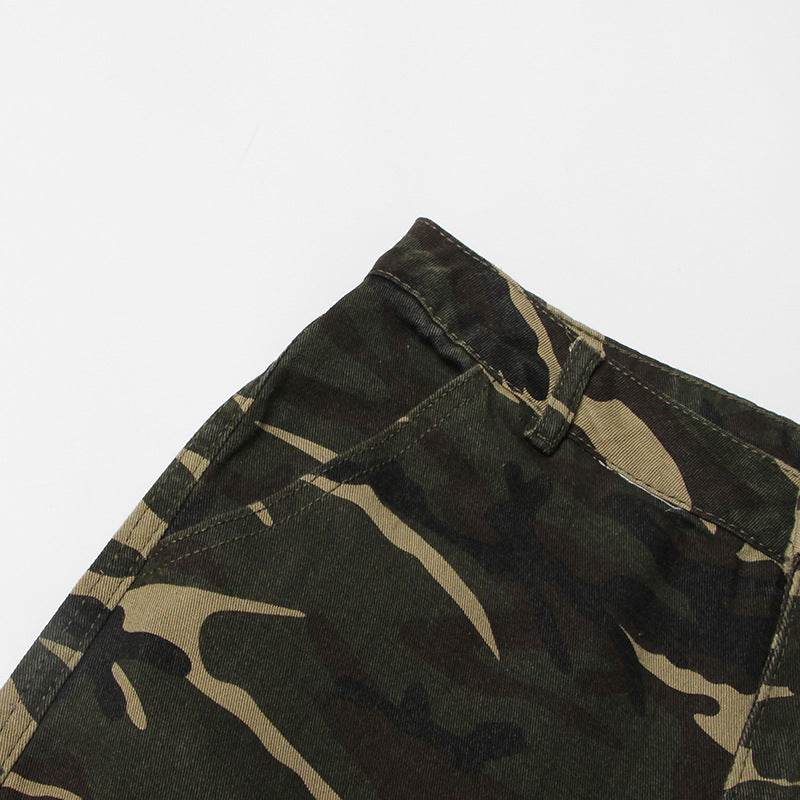 High Street Retro Denim Camouflage Pants - REBECATHELABEL