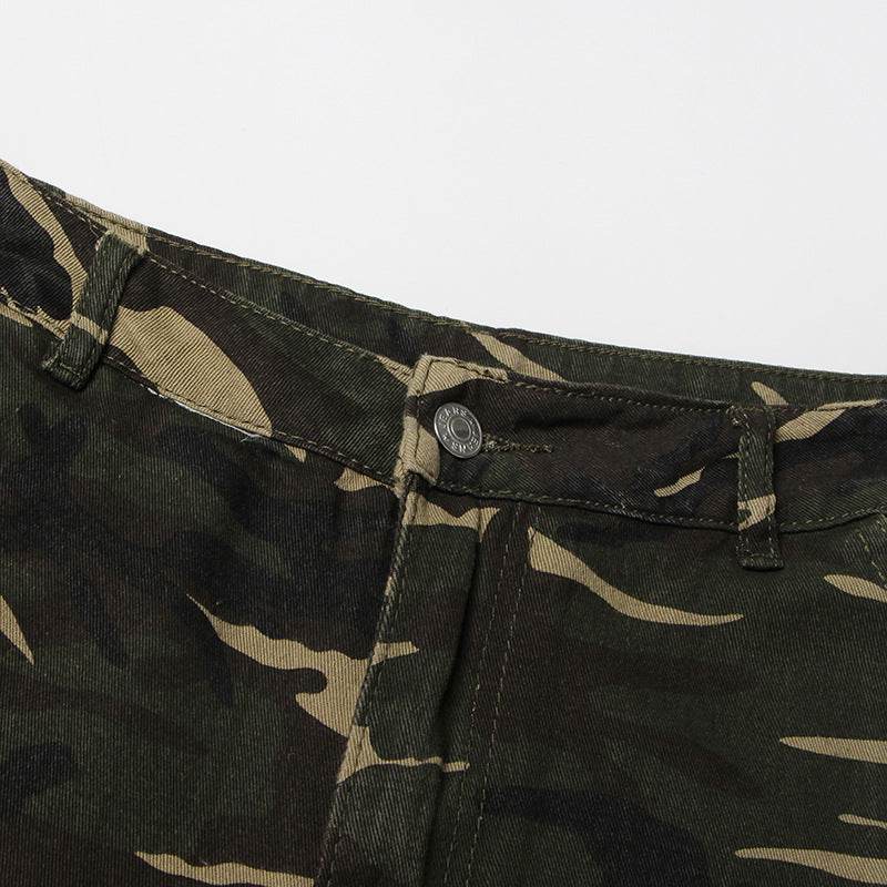 High Street Retro Denim Camouflage Pants - REBECATHELABEL