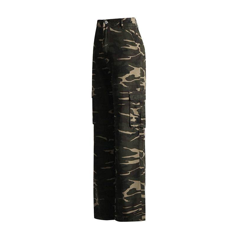 High Street Retro Denim Camouflage Pants - REBECATHELABEL
