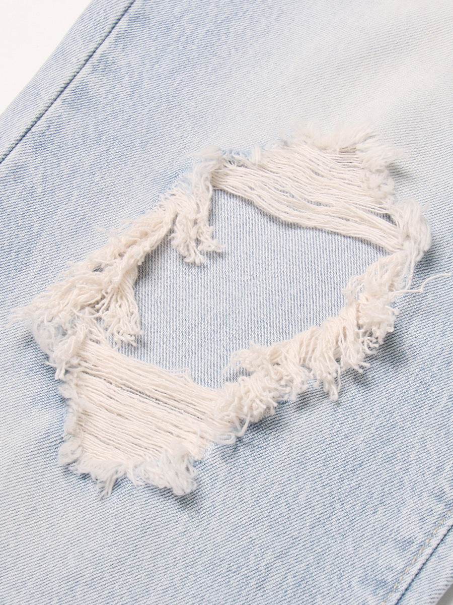 High Waist Ripped Sexy Straight Leg Trousers - REBECATHELABEL