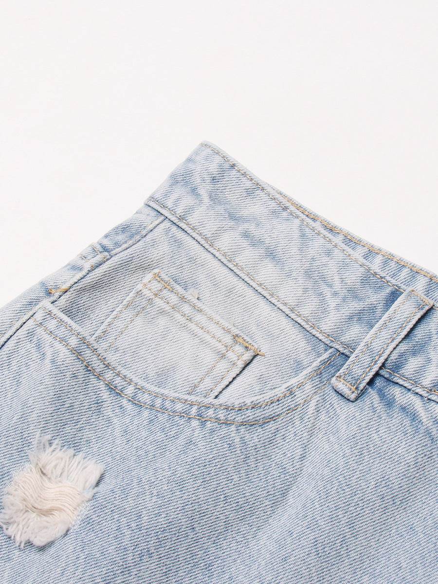 High Waist Ripped Sexy Straight Leg Trousers - REBECATHELABEL