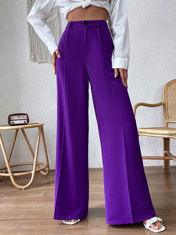 High Waist Wide Leg Pants - REBECATHELABEL