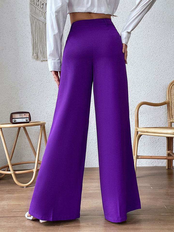 High Waist Wide Leg Pants - REBECATHELABEL