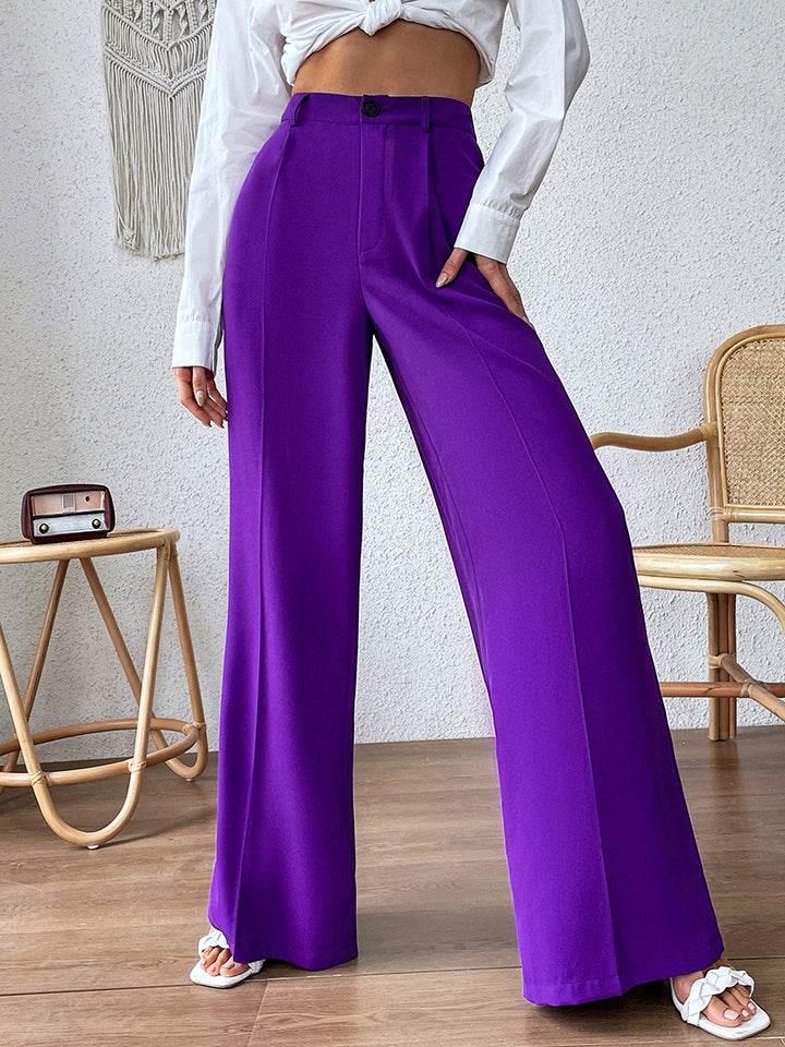 High Waist Wide Leg Pants - REBECATHELABEL