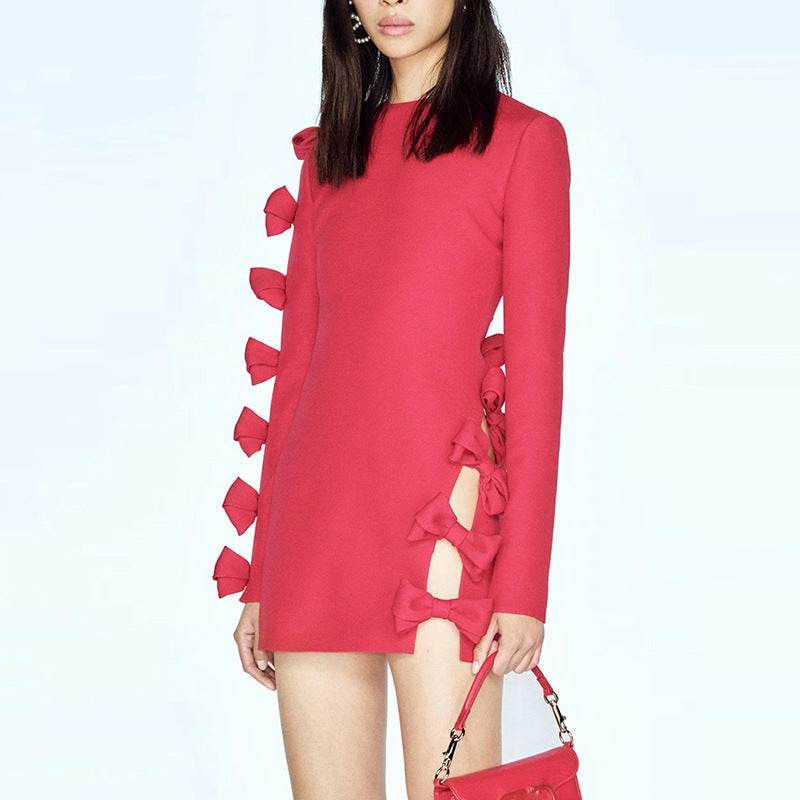 Hollow Out Cutout Bow Dress Dress - REBECATHELABEL