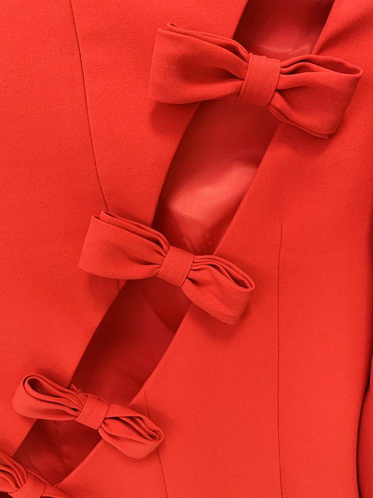 Hollow Out Cutout Bow Dress Dress - REBECATHELABEL