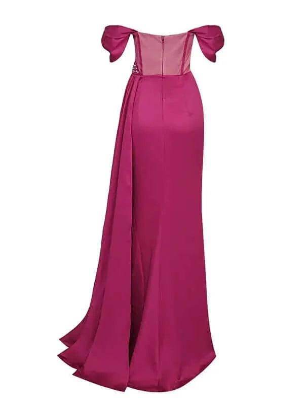 Hot Pink Contrast Detail Embellished Dress - REBECATHELABEL