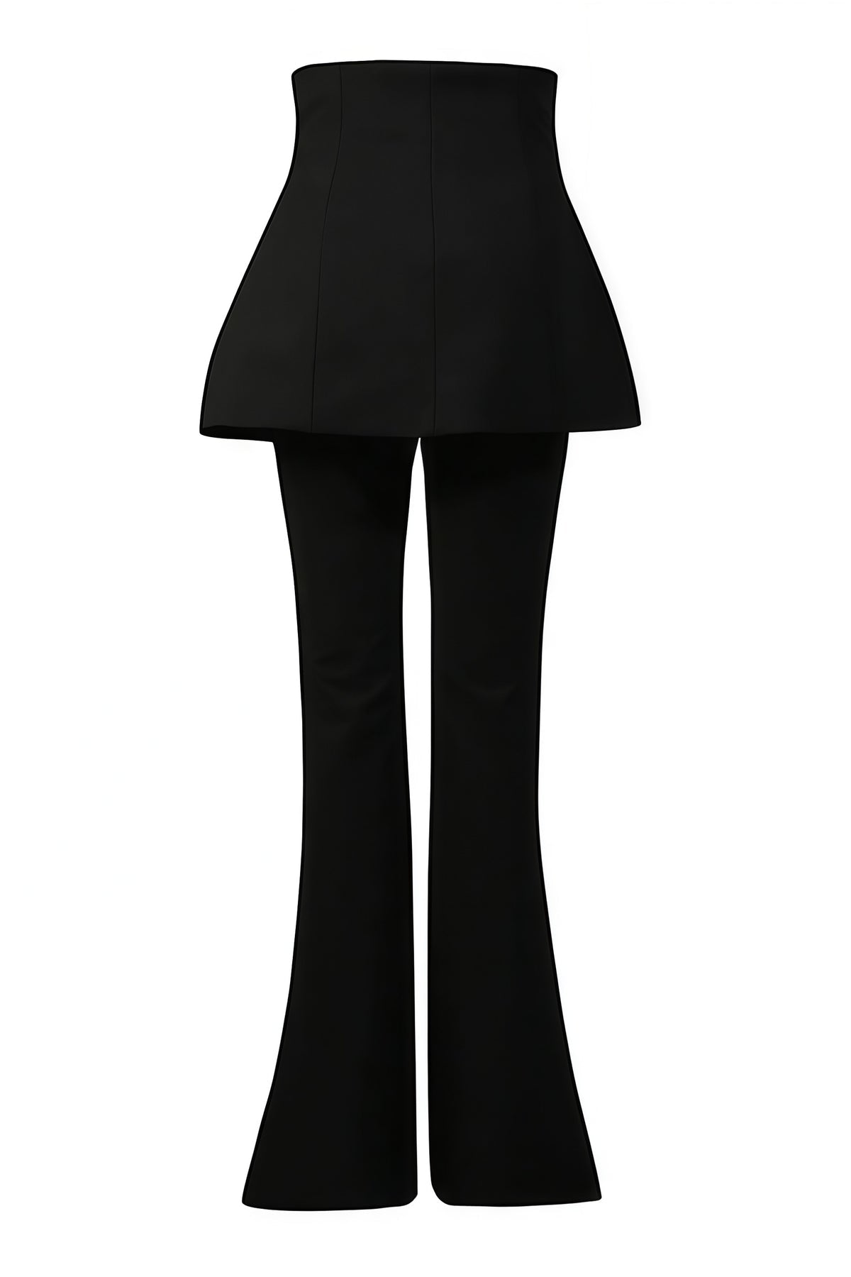 Black Diagonal-Zip Flared Trousers