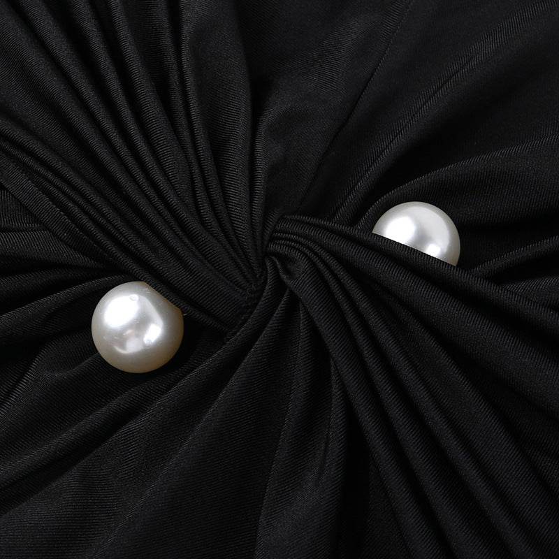 Deep V Plunge Neck Long Sleeve Split Dress - REBECATHELABEL