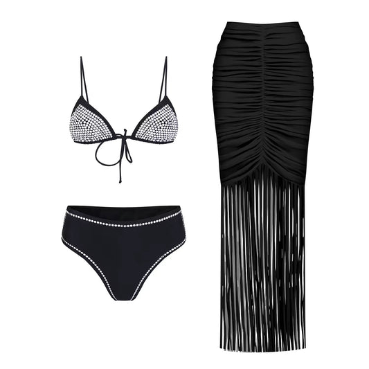 3Pcs Diamond Bikini Set