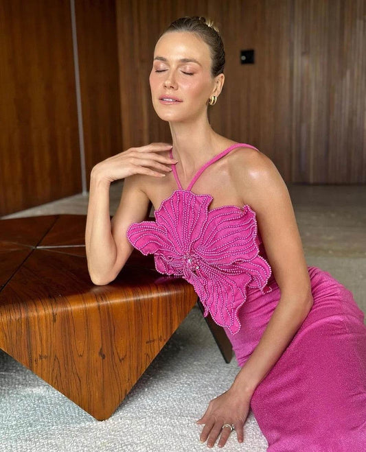 Beaded Flower Bandage Two piece Set - REBECATHELABEL