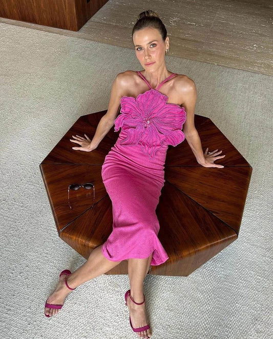 Beaded Flower Bandage Two piece Set - REBECATHELABEL