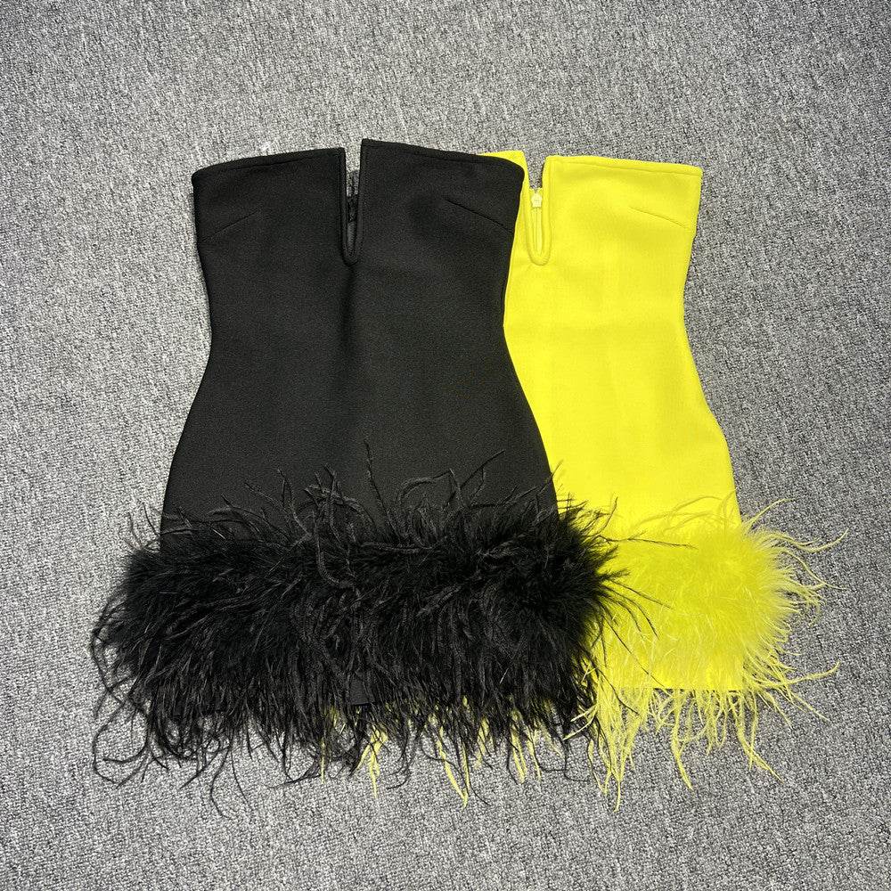 Ismay feather dress - REBECATHELABEL