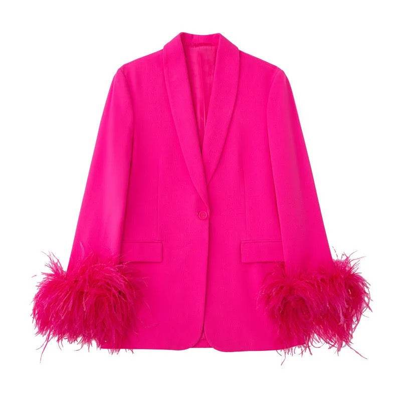 Karah feather blazer - REBECATHELABEL
