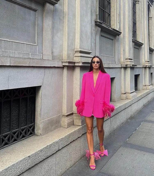 Karah feather blazer - REBECATHELABEL