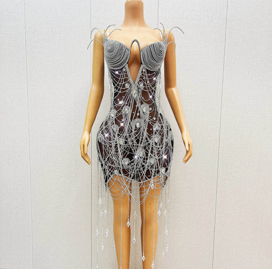 Kari hand made crystal dress - REBECATHELABEL