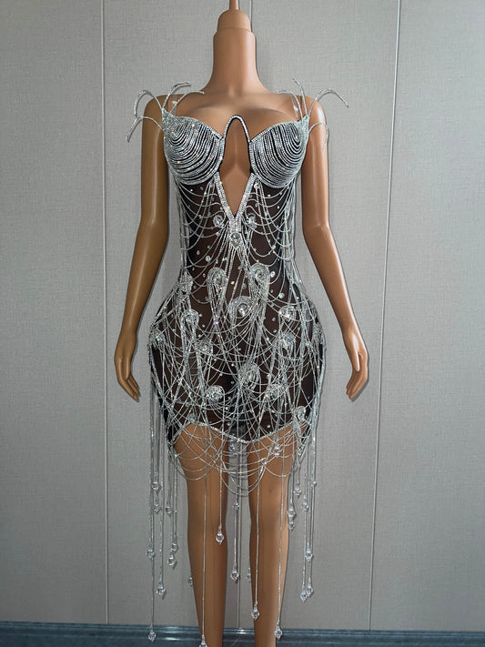 Kari hand made crystal dress - REBECATHELABEL