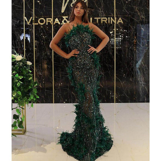 Kaylyn feather Dress - REBECATHELABEL