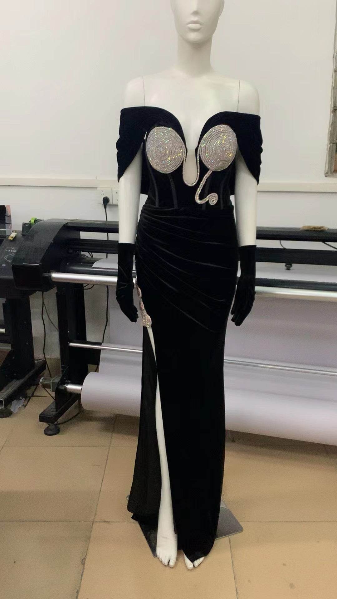 Keke floor length velvet dress - REBECATHELABEL