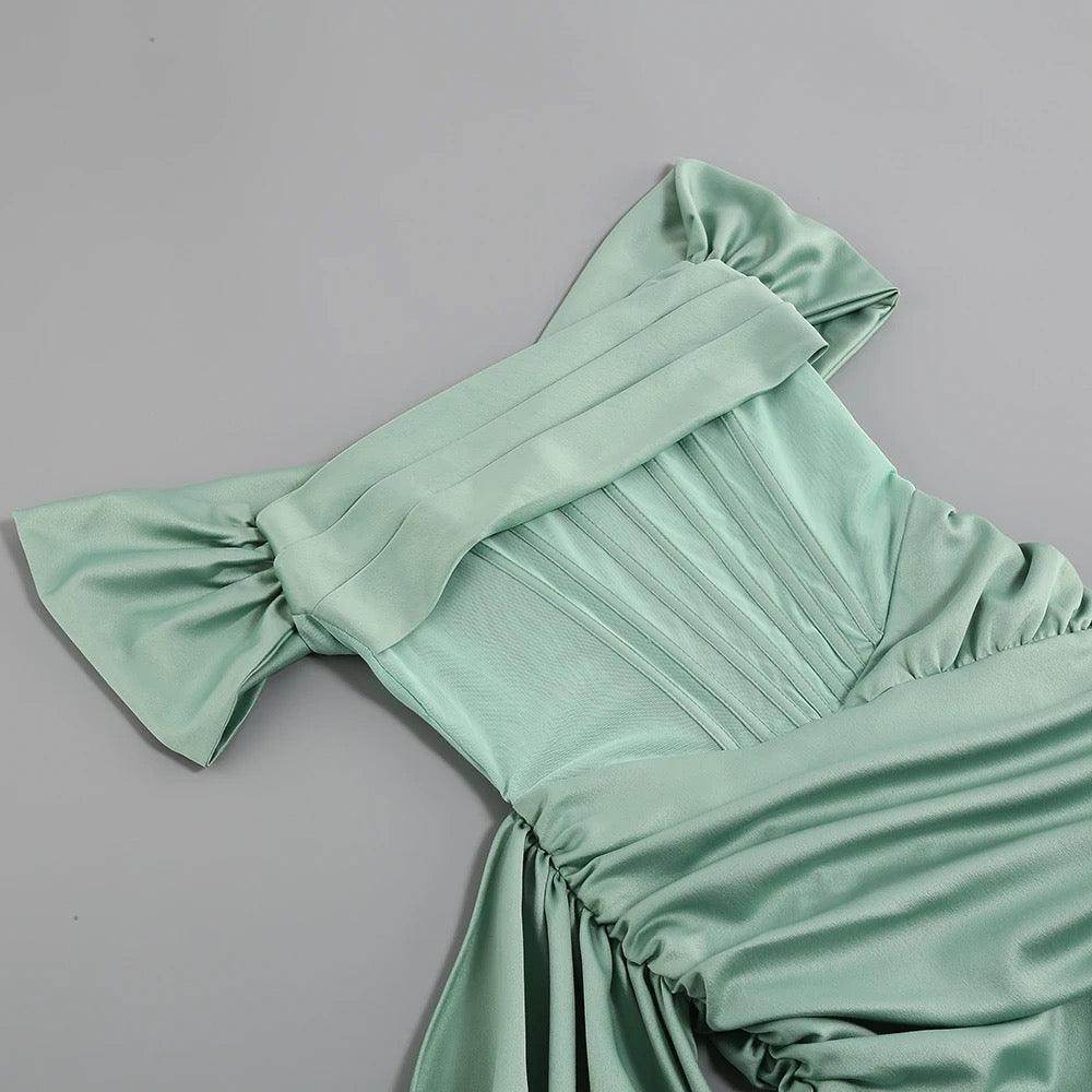 Kendal Basil Satin dress - REBECATHELABEL