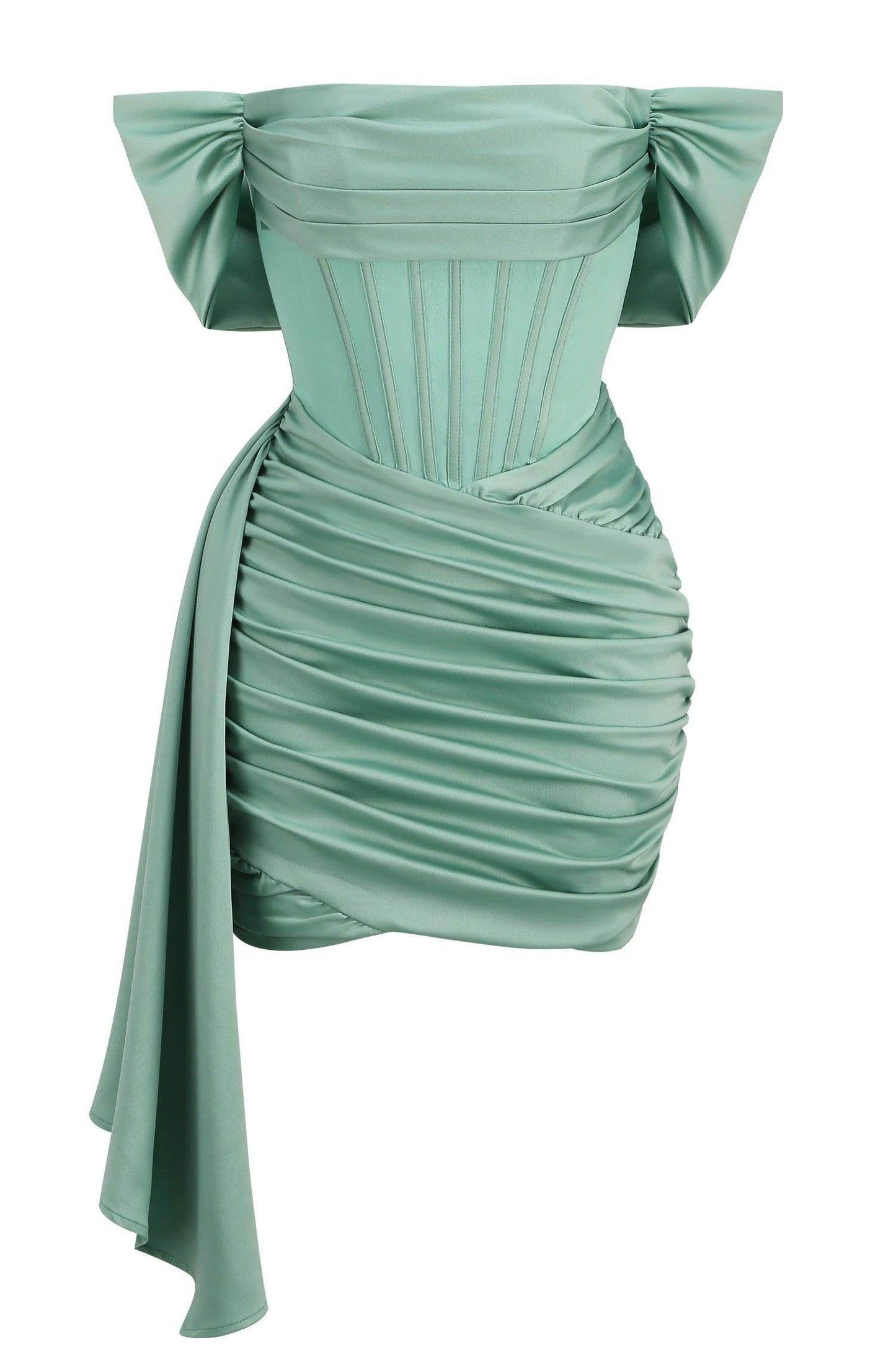 Kendal Basil Satin dress - REBECATHELABEL