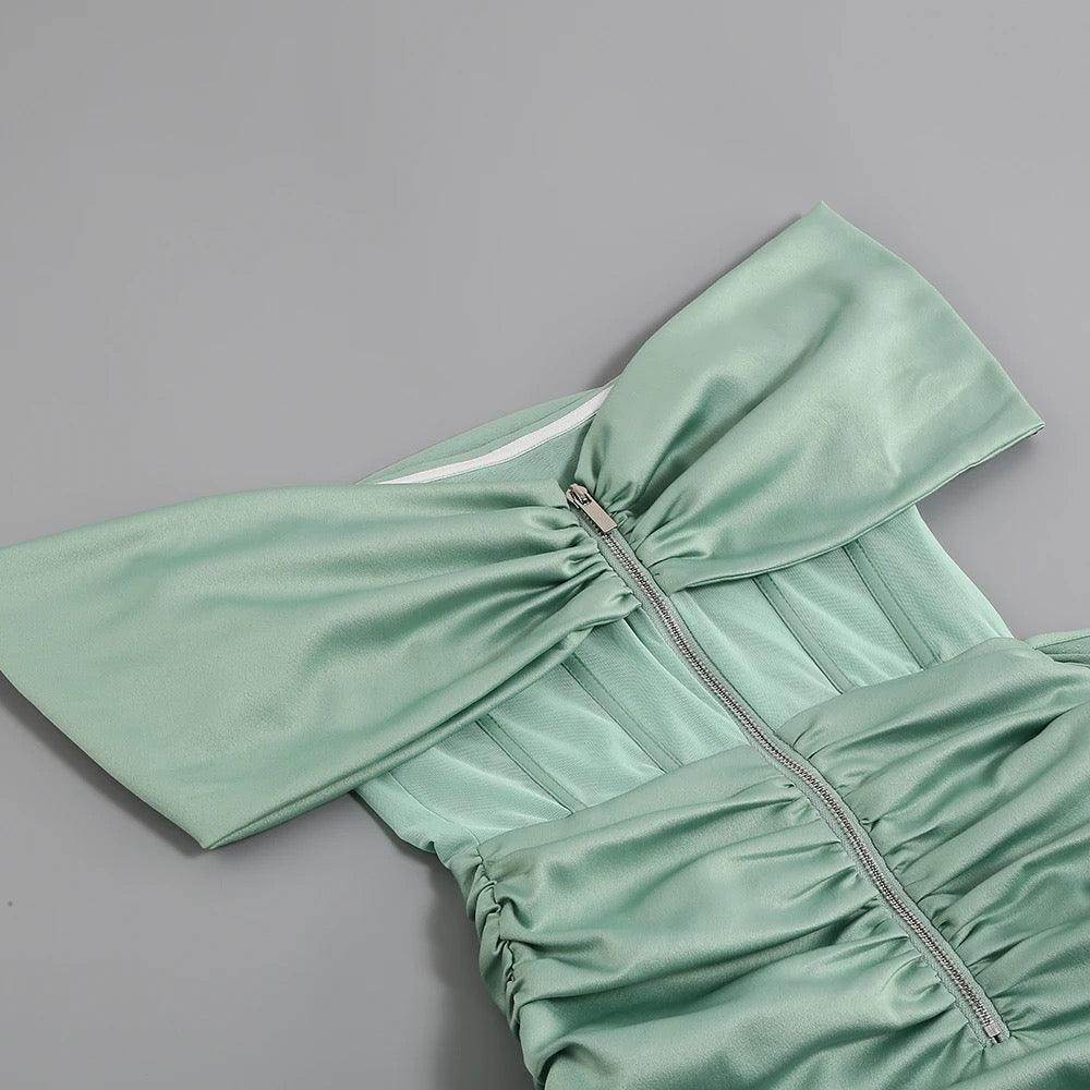Kendal Basil Satin dress - REBECATHELABEL