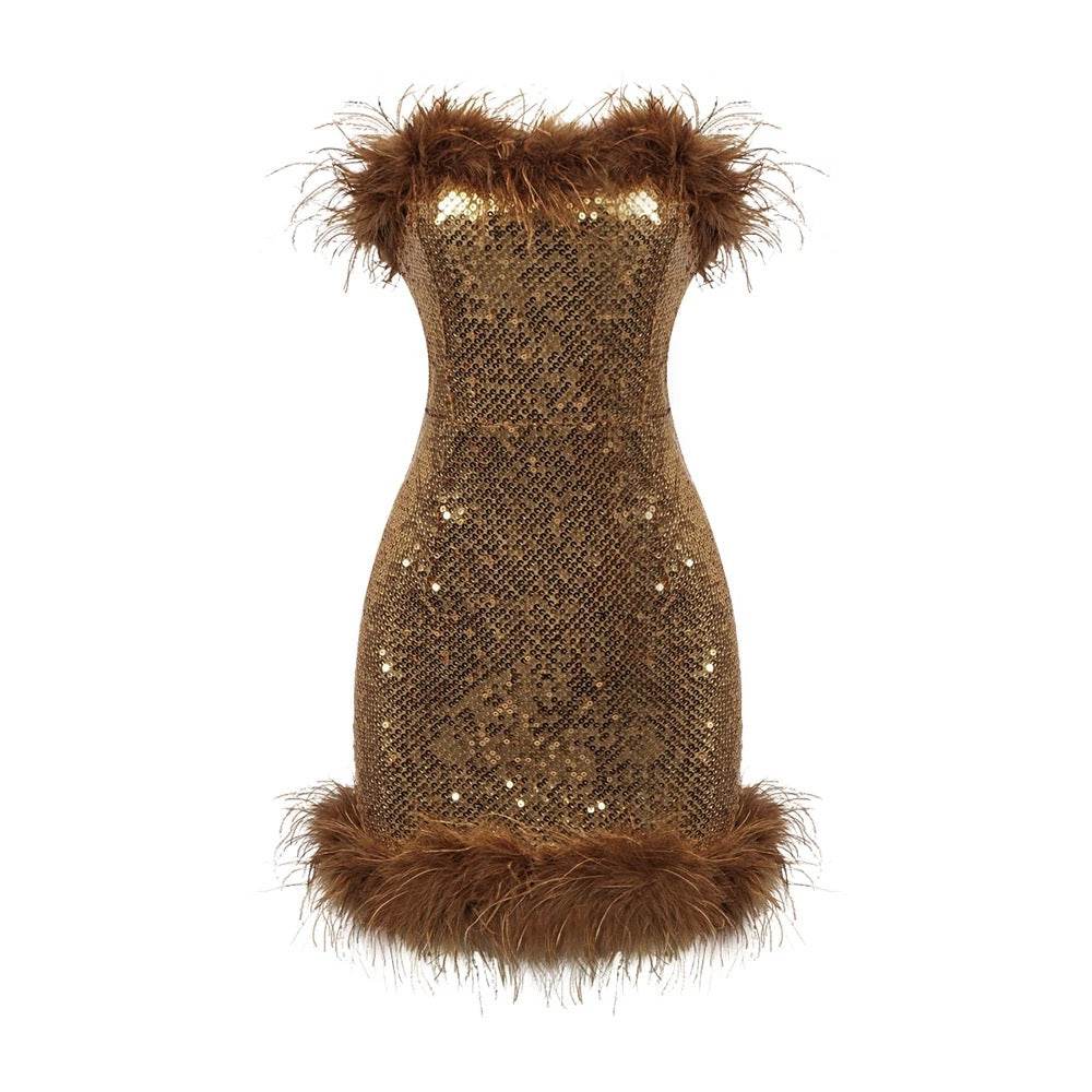 Khandi feather mini dress - REBECATHELABEL