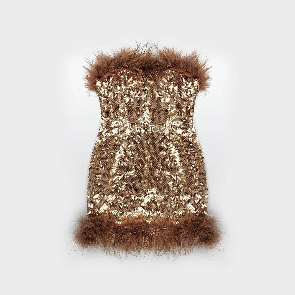 Khandi feather mini dress - REBECATHELABEL