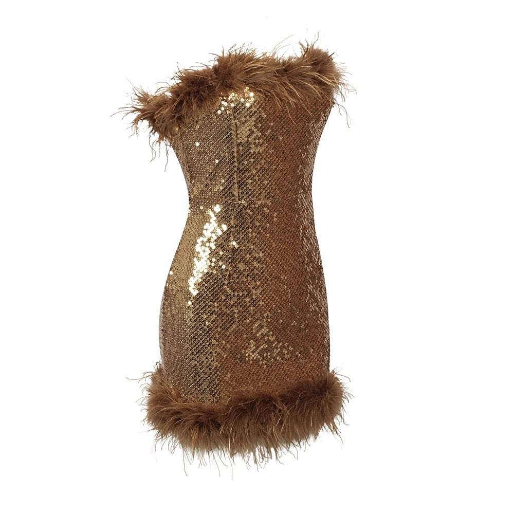 Khandi feather mini dress - REBECATHELABEL