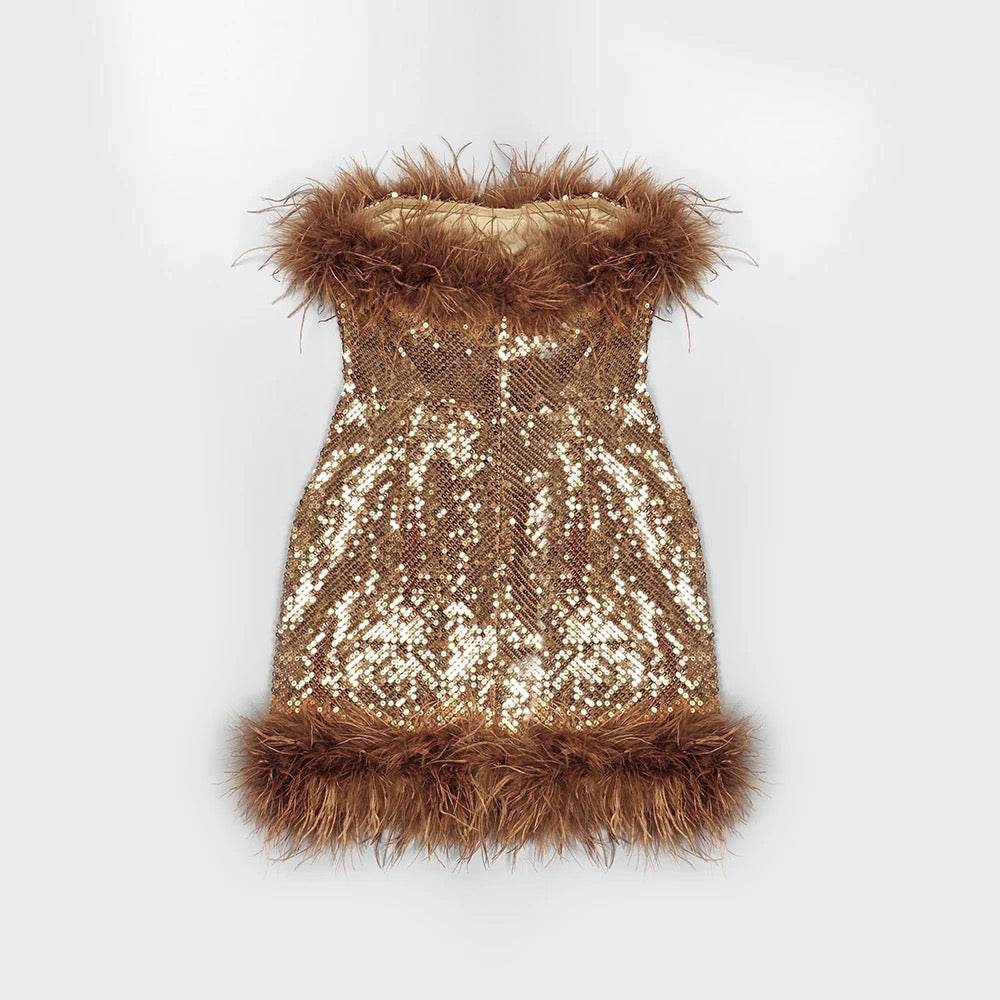 Khandi feather mini dress - REBECATHELABEL
