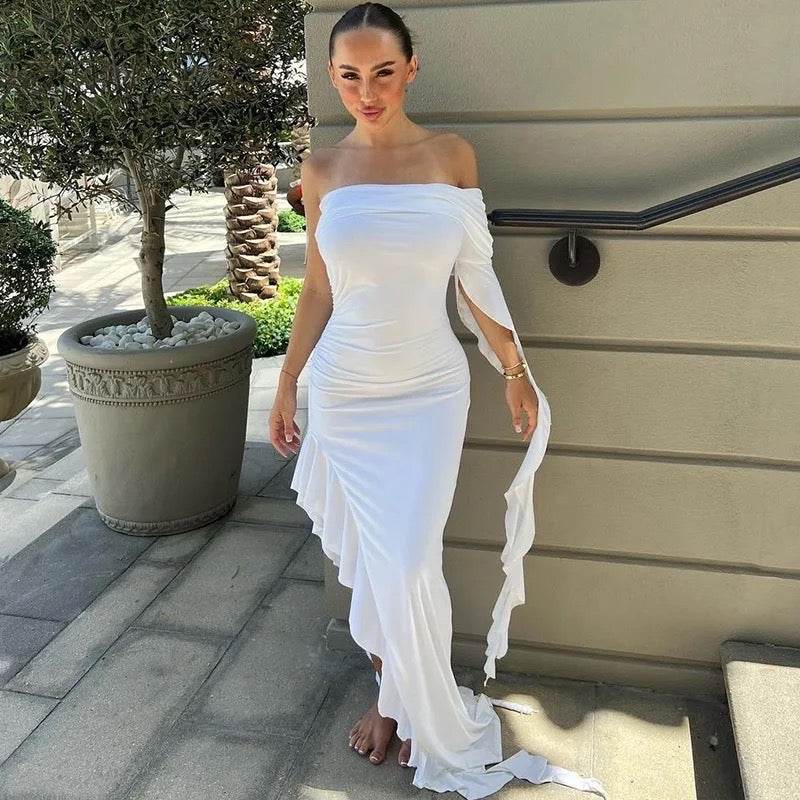 Kiana white midi dress - REBECATHELABEL