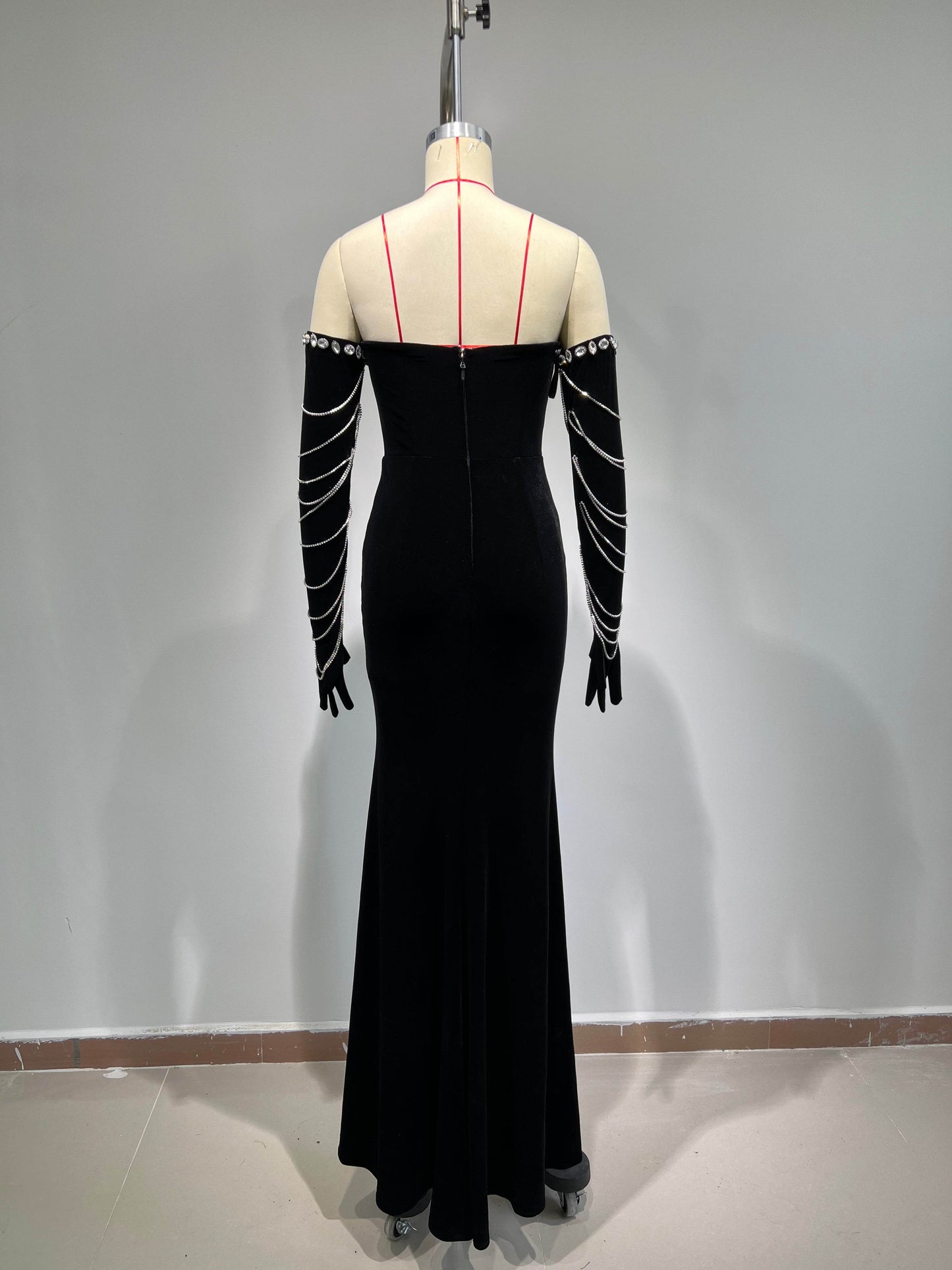 Klara glove velvet floor length dress - REBECATHELABEL