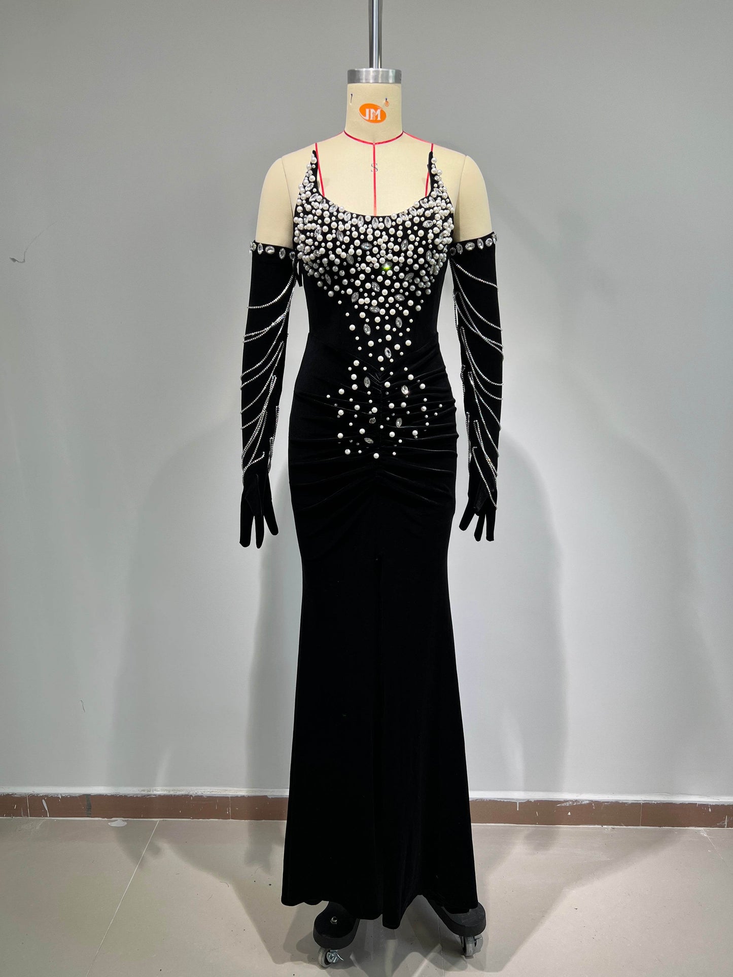 Klara glove velvet floor length dress - REBECATHELABEL