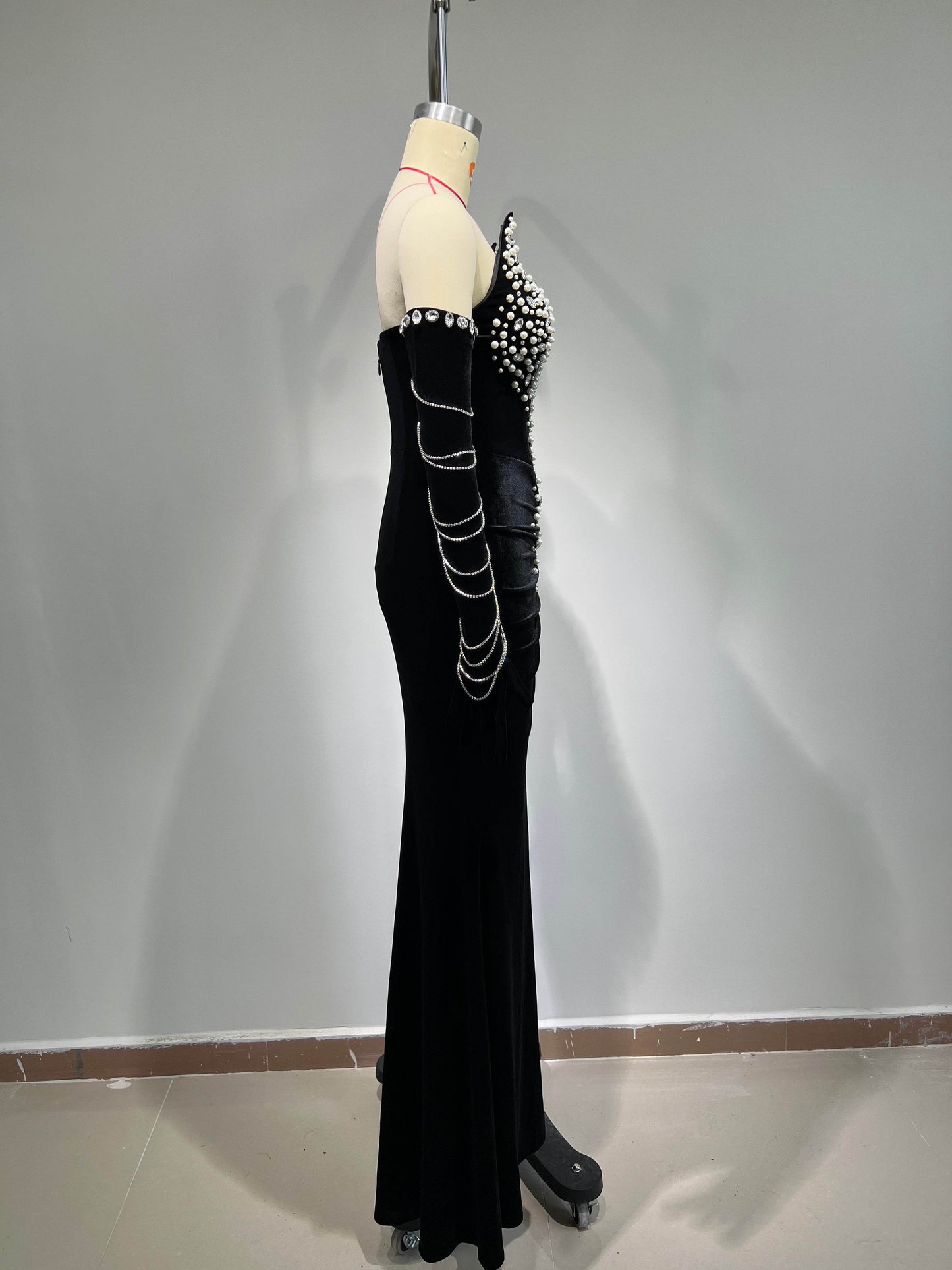 Klara glove velvet floor length dress - REBECATHELABEL