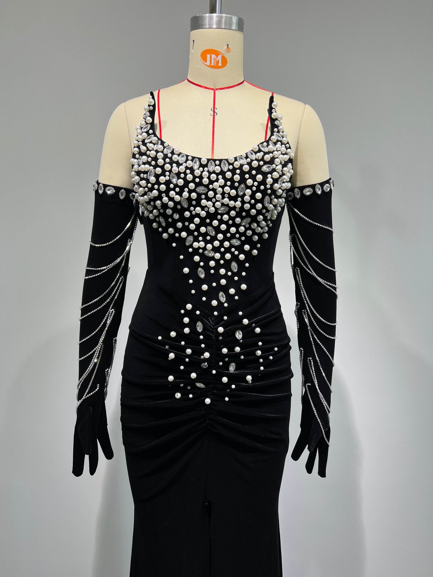 Klara glove velvet floor length dress - REBECATHELABEL