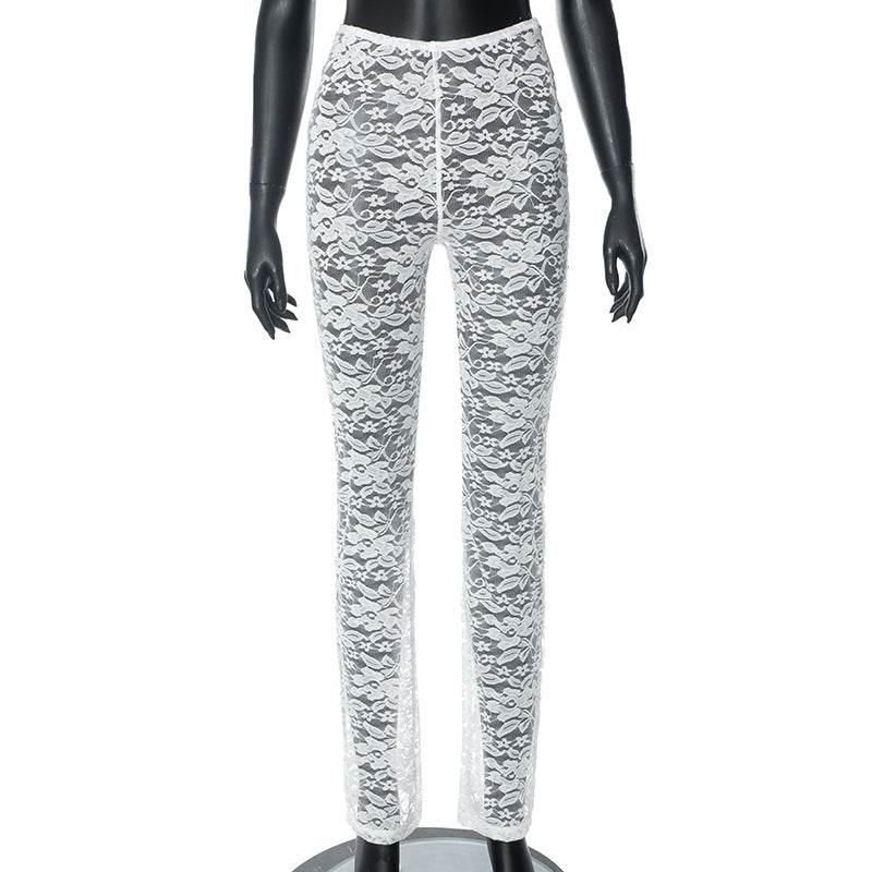 Lace See through Sexy Blouse Three Piece Pants - REBECATHELABEL