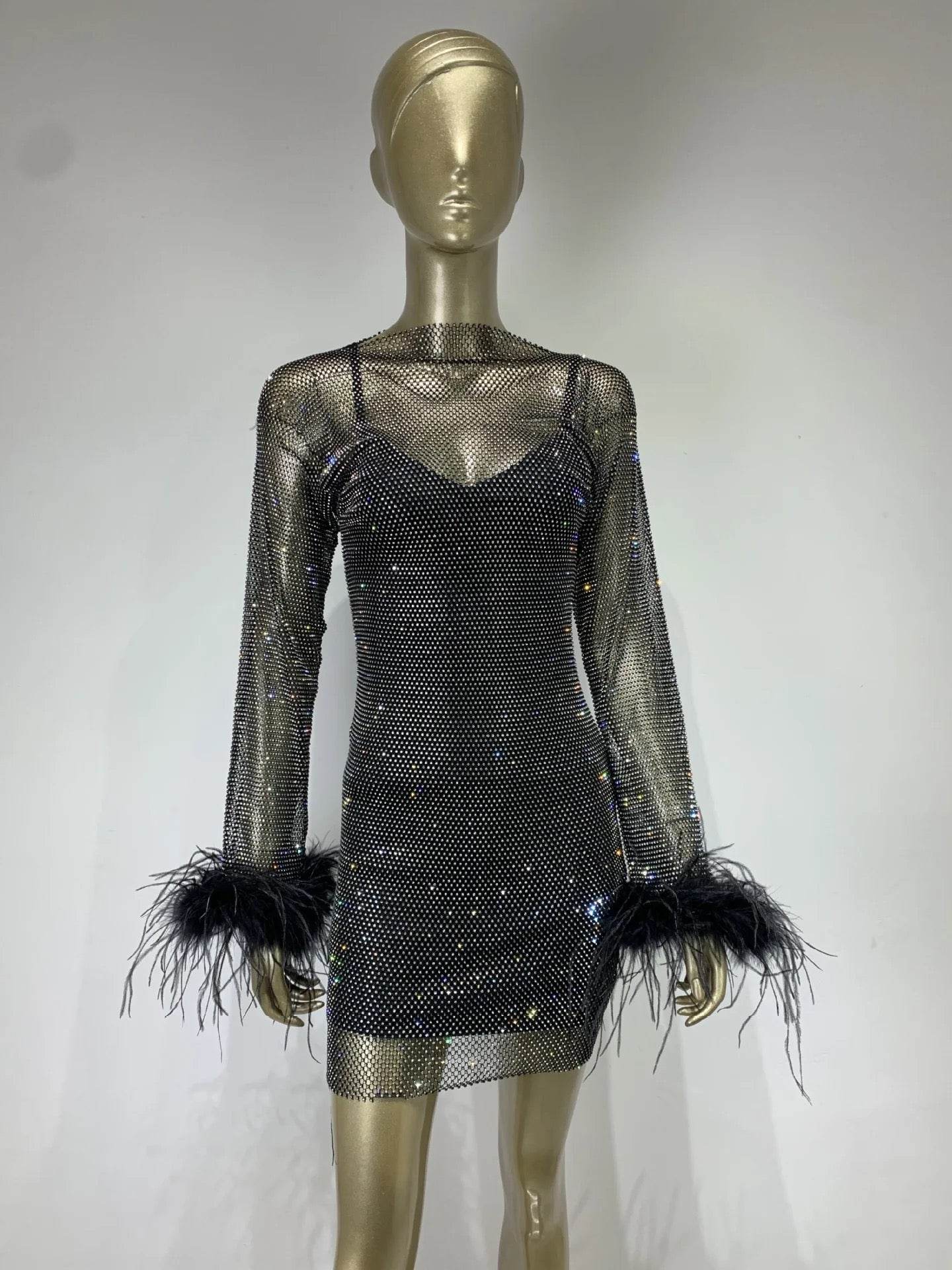 Lala feather mini dress - REBECATHELABEL