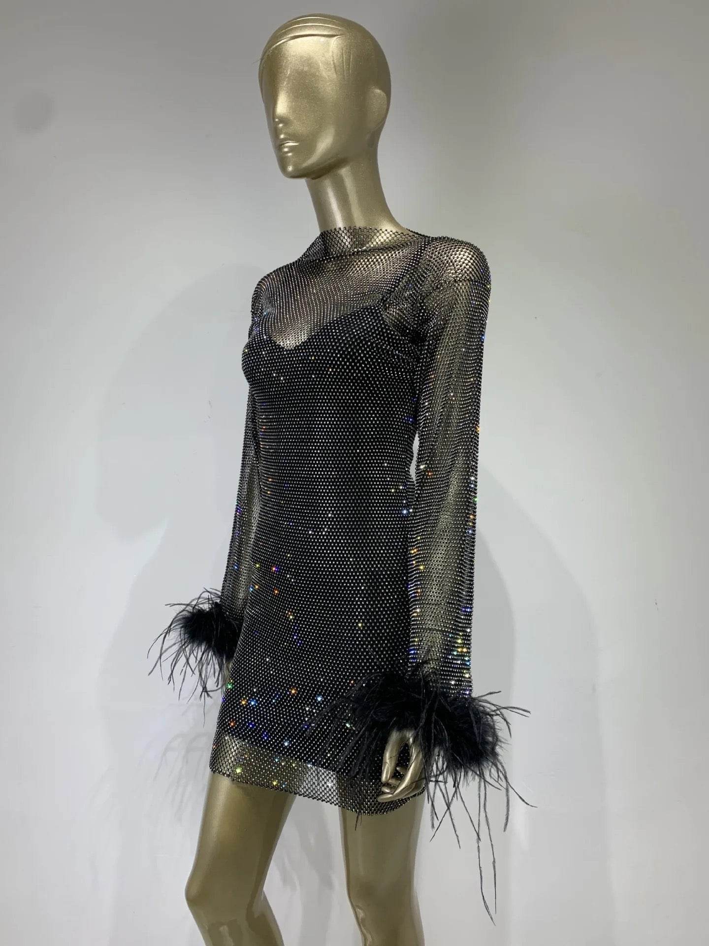 Lala feather mini dress - REBECATHELABEL