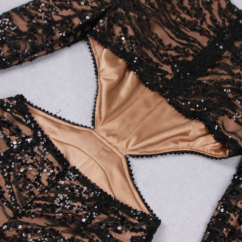 Leatrice sequin feather jumpsuit - REBECATHELABEL