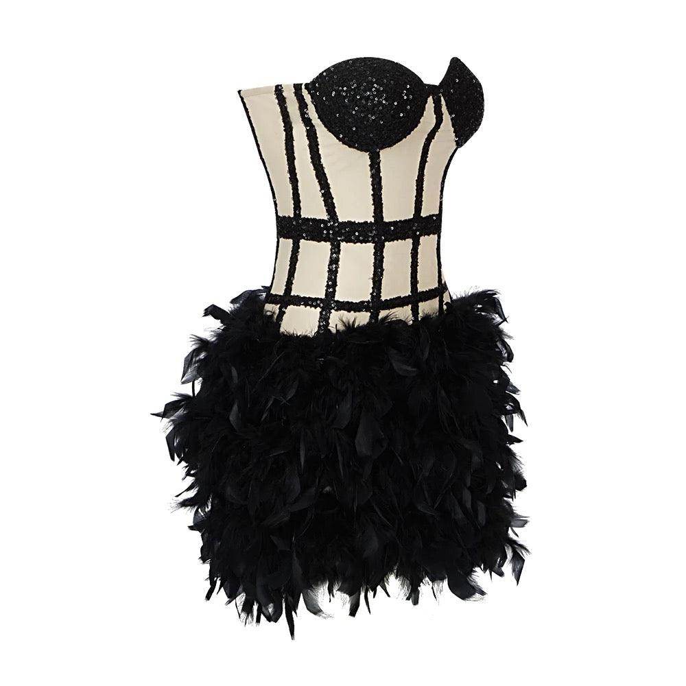 Licia feather mini dress - REBECATHELABEL